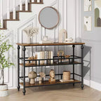 Console étroite de 109 cm de style ferme avec 2 étagères ouvertes, table d'appoint derrière le canapé