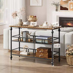 Console étroite de 109 cm de style ferme avec 2 étagères ouvertes, table d'appoint derrière le canapé
