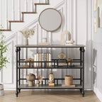 Console étroite de 109 cm de style ferme avec 2 étagères ouvertes, table d'appoint derrière le canapé