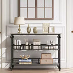 Console étroite de 109 cm de style ferme avec 2 étagères ouvertes, table d'appoint derrière le canapé