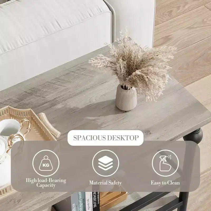 Console étroite de 109 cm de style ferme avec 2 étagères ouvertes, table d'appoint derrière le canapé