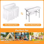 Table Glacière Pliante de 1,2 m avec Bouchon de Vidange, Table de Réfrigération Portable à Deux Niveaux pour Fêtes