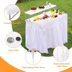 Table Glacière Pliante de 1,2 m avec Bouchon de Vidange, Table de Réfrigération Portable à Deux Niveaux pour Fêtes