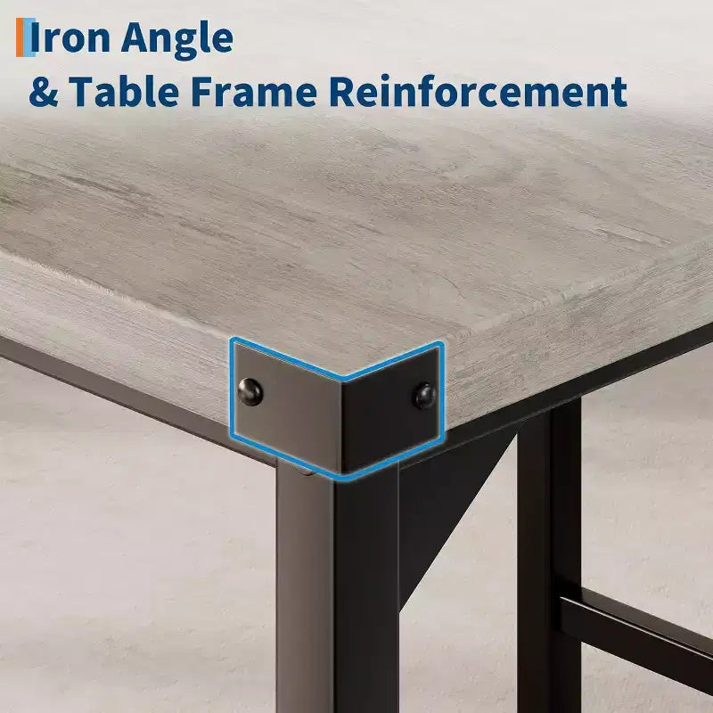 Ensemble de table à manger pour 4 personnes, table à manger rectangulaire avec cadre en métal et panneau MDF, table de cuisine en bois avec chaises rembourrées pour petit appartement