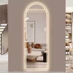 Miroir LED sans cadre pleine longueur avec lumières à intensité variable 3 couleurs, mural ou sur pied, 65x21"