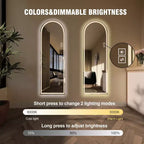Miroir LED sans cadre pleine longueur avec lumières à intensité variable 3 couleurs, mural ou sur pied, 65x21"