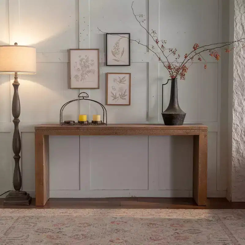 Retro Solid Wood Console Table, Narrow Sofa Table, Entryway Hallway Table, Natural - ModernLuxe