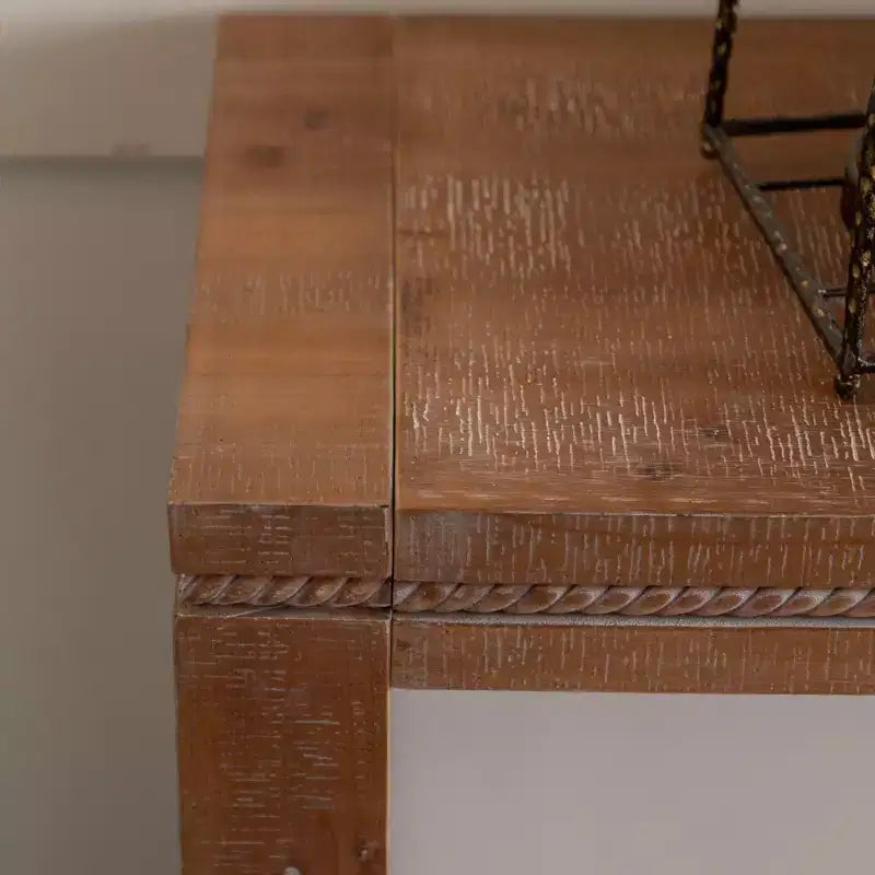 Console étroite rétro en bois massif, Table de canapé pour entrée/couloir, Naturelle