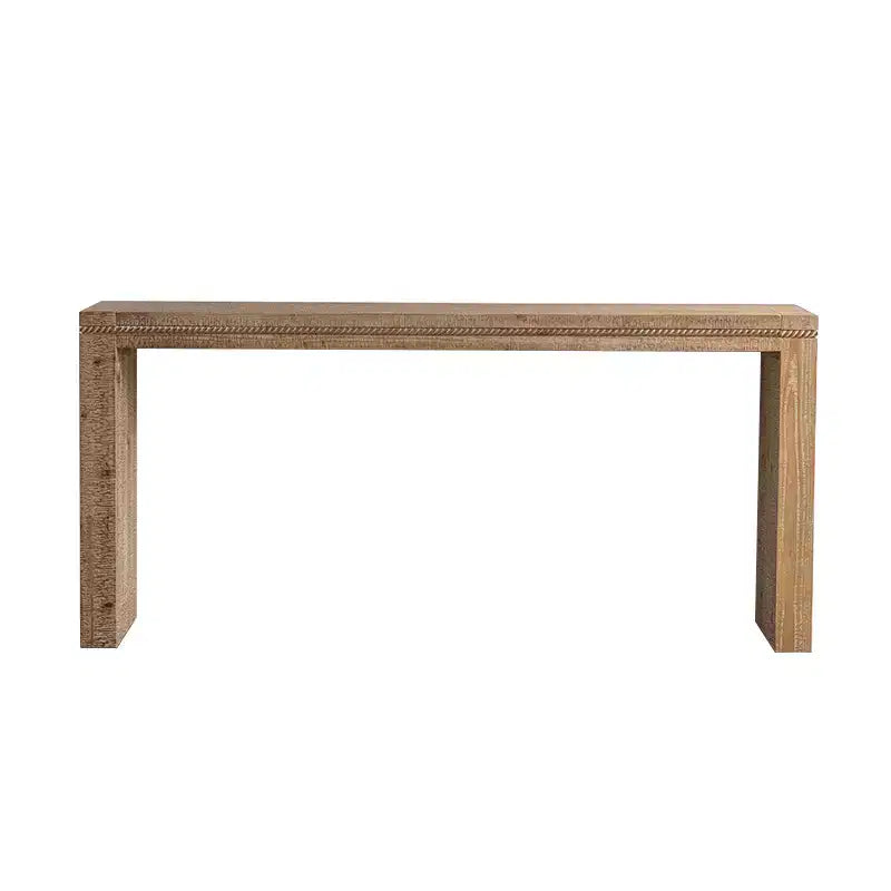 Console étroite rétro en bois massif, Table de canapé pour entrée/couloir, Naturelle