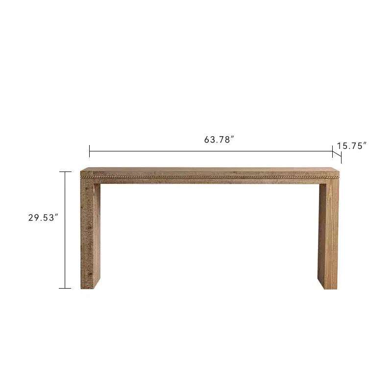 Console étroite rétro en bois massif, Table de canapé pour entrée/couloir, Naturelle