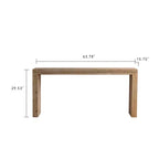 Console étroite rétro en bois massif, Table de canapé pour entrée/couloir, Naturelle