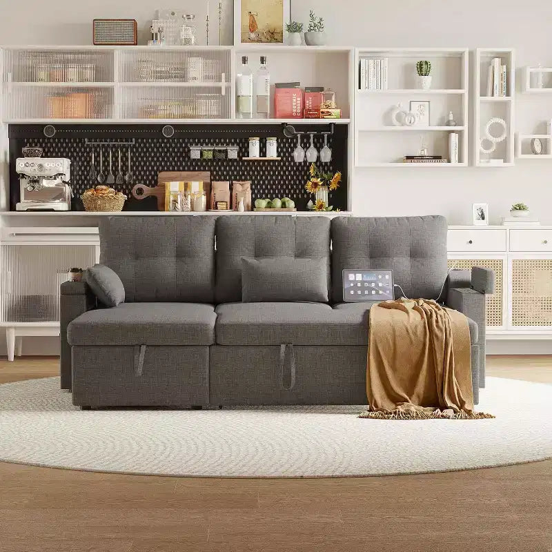 Canapé inclinable, canapé-lit avec rangement, méridienne coulissante, canapé d'angle moderne en L avec lit gigogne, housses de coussin amovibles