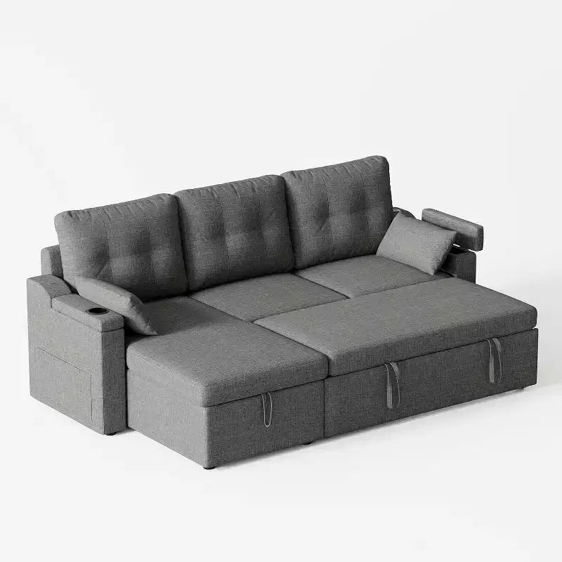 Canapé inclinable, canapé-lit avec rangement, méridienne coulissante, canapé d'angle moderne en L avec lit gigogne, housses de coussin amovibles