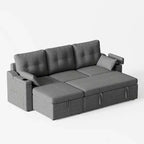 Canapé inclinable, canapé-lit avec rangement, méridienne coulissante, canapé d'angle moderne en L avec lit gigogne, housses de coussin amovibles