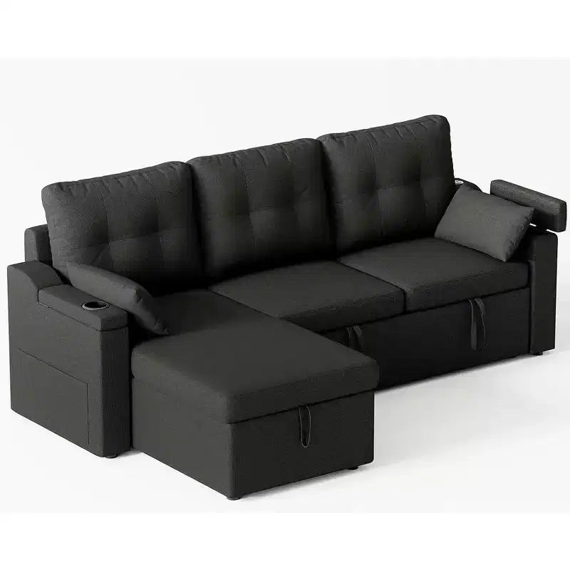 Canapé inclinable, canapé-lit avec rangement, méridienne coulissante, canapé d'angle moderne en L avec lit gigogne, housses de coussin amovibles