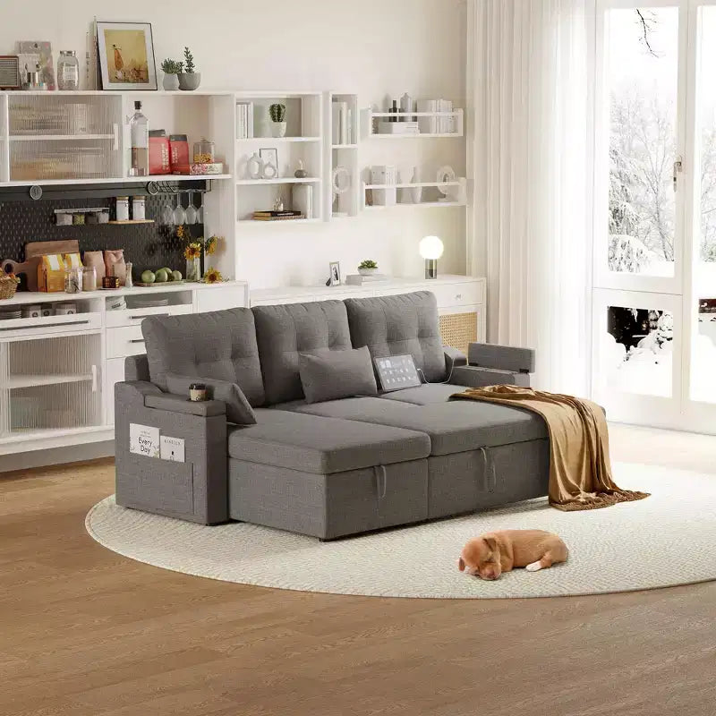 Canapé inclinable, canapé-lit avec rangement, méridienne coulissante, canapé d'angle moderne en L avec lit gigogne, housses de coussin amovibles
