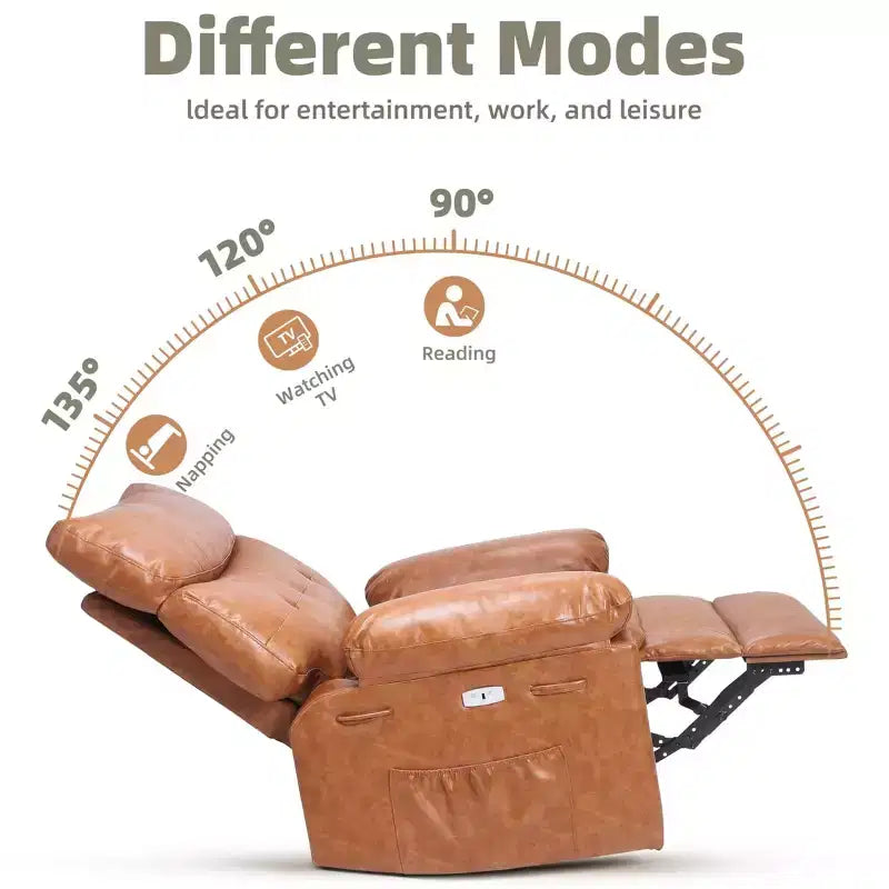 Fauteuil Inclinable Surdimensionné Chauffant et Massant, Pivotant à 360°, Bascule Manuelle