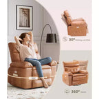 Fauteuil Inclinable Surdimensionné Chauffant et Massant, Pivotant à 360°, Bascule Manuelle