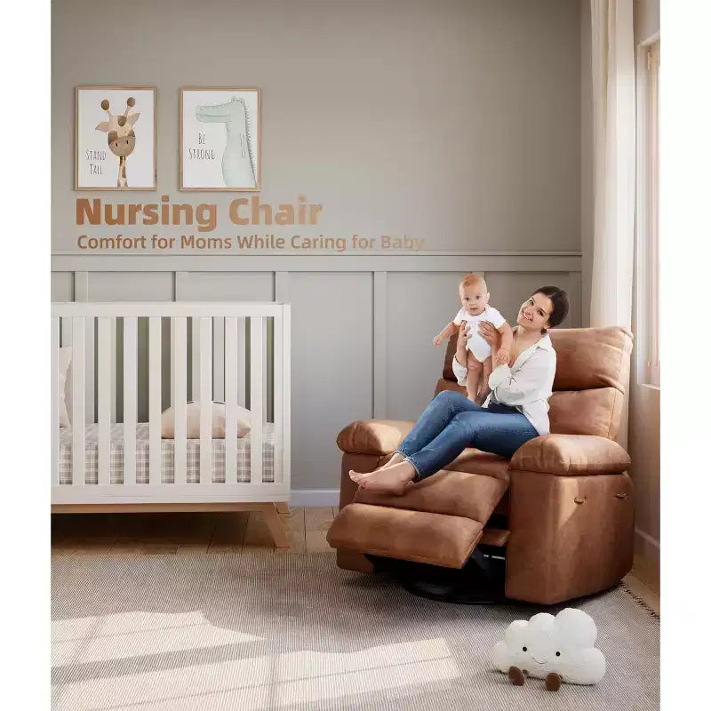 Fauteuil Inclinable Surdimensionné Chauffant et Massant, Pivotant à 360°, Bascule Manuelle
