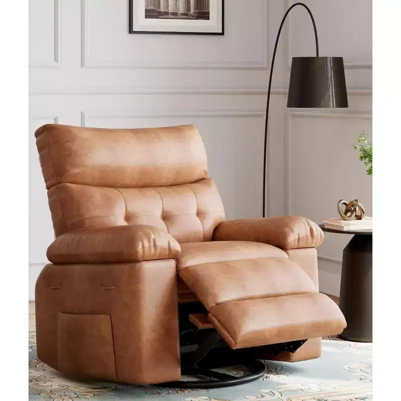 Fauteuil Inclinable Surdimensionné Chauffant et Massant, Pivotant à 360°, Bascule Manuelle