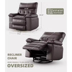 Fauteuil Inclinable Surdimensionné Chauffant et Massant, Pivotant à 360°, Bascule Manuelle
