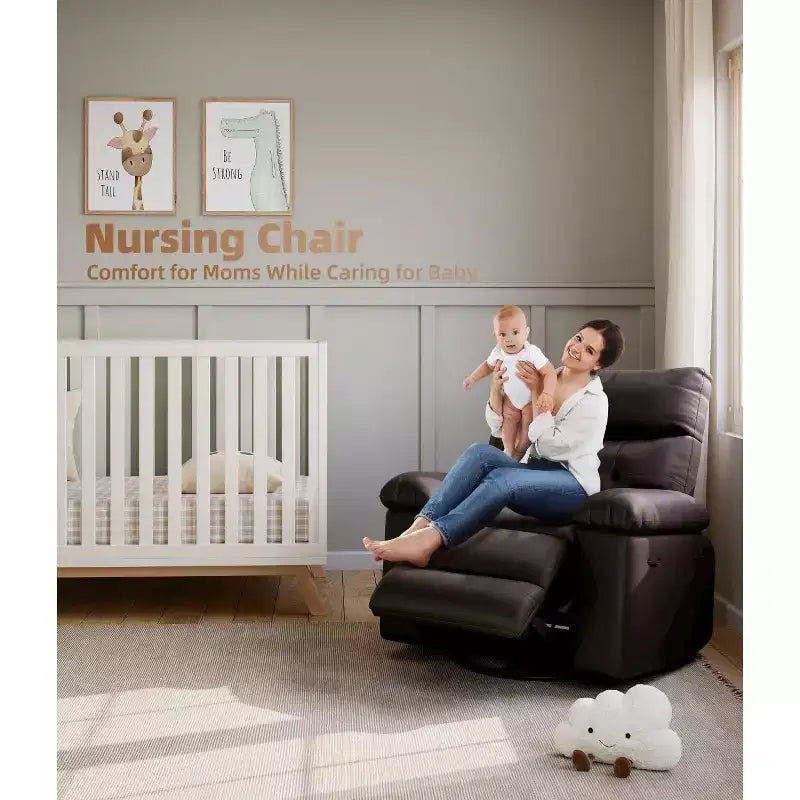 Fauteuil Inclinable Surdimensionné Chauffant et Massant, Pivotant à 360°, Bascule Manuelle