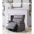 Fauteuil Inclinable Surdimensionné Chauffant et Massant, Pivotant à 360°, Bascule Manuelle