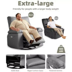 Fauteuil Inclinable Surdimensionné Chauffant et Massant, Pivotant à 360°, Bascule Manuelle