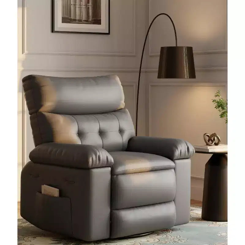Fauteuil Inclinable Surdimensionné Chauffant et Massant, Pivotant à 360°, Bascule Manuelle