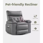 Fauteuil Inclinable Surdimensionné Chauffant et Massant, Pivotant à 360°, Bascule Manuelle