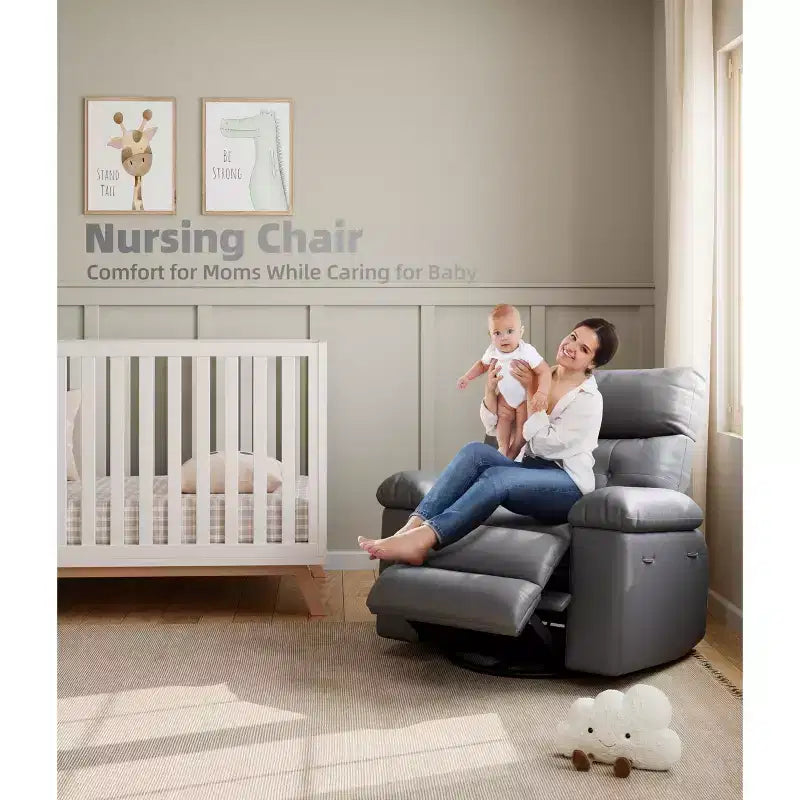 Fauteuil Inclinable Surdimensionné Chauffant et Massant, Pivotant à 360°, Bascule Manuelle