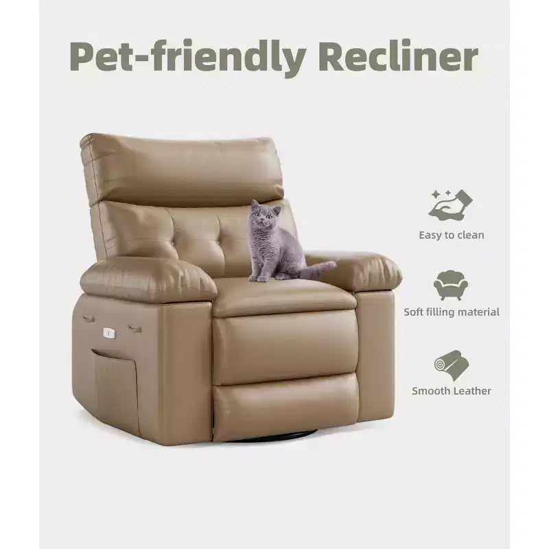 Fauteuil Inclinable Surdimensionné Chauffant et Massant, Pivotant à 360°, Bascule Manuelle