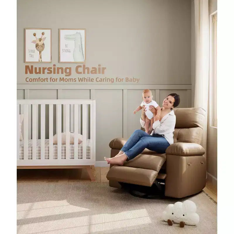 Fauteuil Inclinable Surdimensionné Chauffant et Massant, Pivotant à 360°, Bascule Manuelle