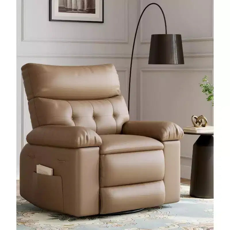 Fauteuil Inclinable Surdimensionné Chauffant et Massant, Pivotant à 360°, Bascule Manuelle