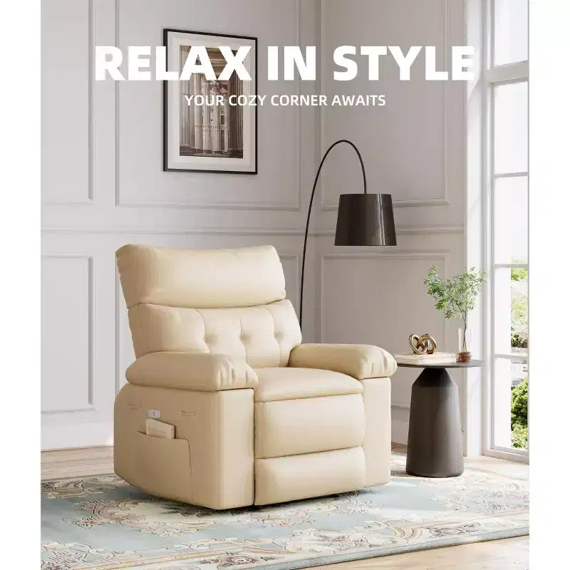 Fauteuil Inclinable Surdimensionné Chauffant et Massant, Pivotant à 360°, Bascule Manuelle
