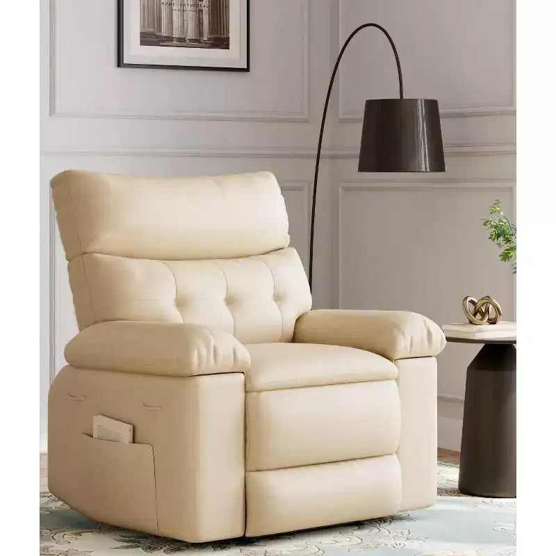 Fauteuil Inclinable Surdimensionné Chauffant et Massant, Pivotant à 360°, Bascule Manuelle