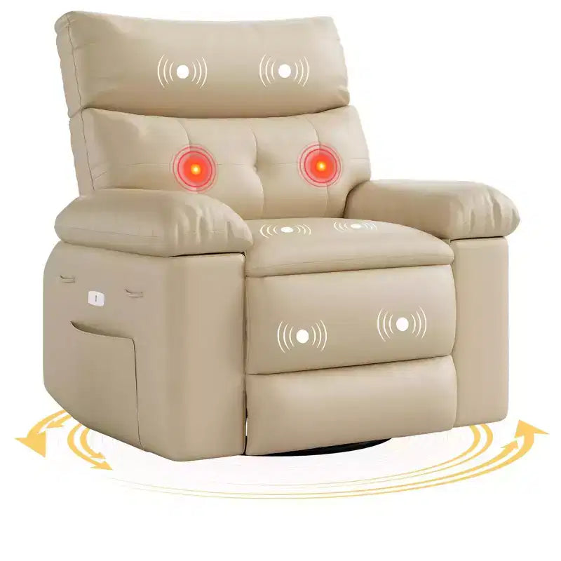 GustoWave Oversized Recliner Chair with Heat and Massage, 360 Degree Swivel Lazy Sofa Recliner for Adults, Manual Rocking Chair