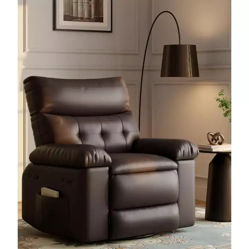 Fauteuil Inclinable Surdimensionné Chauffant et Massant, Pivotant à 360°, Bascule Manuelle