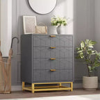 Commode moderne à 4 tiroirs avec poignées en métal doré pour chambre à coucher, salon, couloir, entrée
