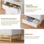 Commode moderne à 4 tiroirs avec poignées en métal doré pour chambre à coucher, salon, couloir, entrée