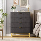 Commode moderne à 4 tiroirs avec poignées en métal doré pour chambre à coucher, salon, couloir, entrée