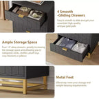Commode moderne à 4 tiroirs avec poignées en métal doré pour chambre à coucher, salon, couloir, entrée