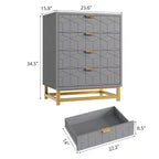 Commode moderne à 4 tiroirs avec poignées en métal doré pour chambre à coucher, salon, couloir, entrée