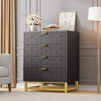Modern 4 Drawer Dresser with Gold Metal Handles for Bedroom, Living Room, Hallway, Entryway