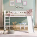 Bellemave Twin Loft Bed with Slide and Ladder, Low Loft Bed for Kids, Wood Loft Bed, for Boys Girls,White