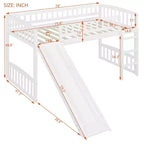 Lit bas superposé jumeau avec toboggan et échelle pour enfants, en bois blanc