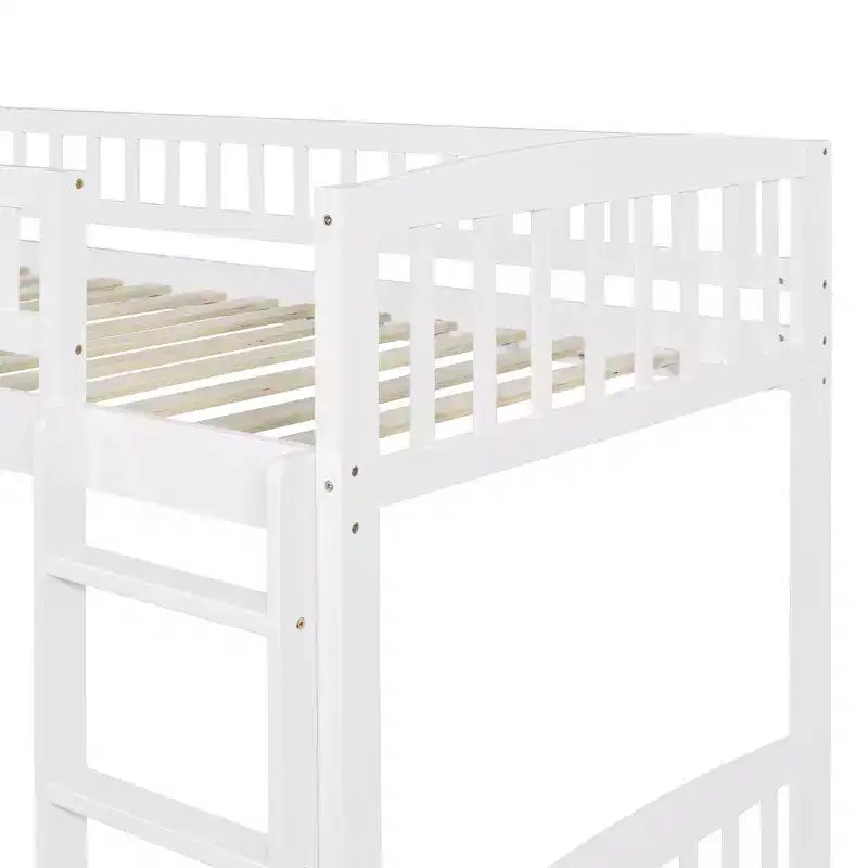 Lit bas superposé jumeau avec toboggan et échelle pour enfants, en bois blanc