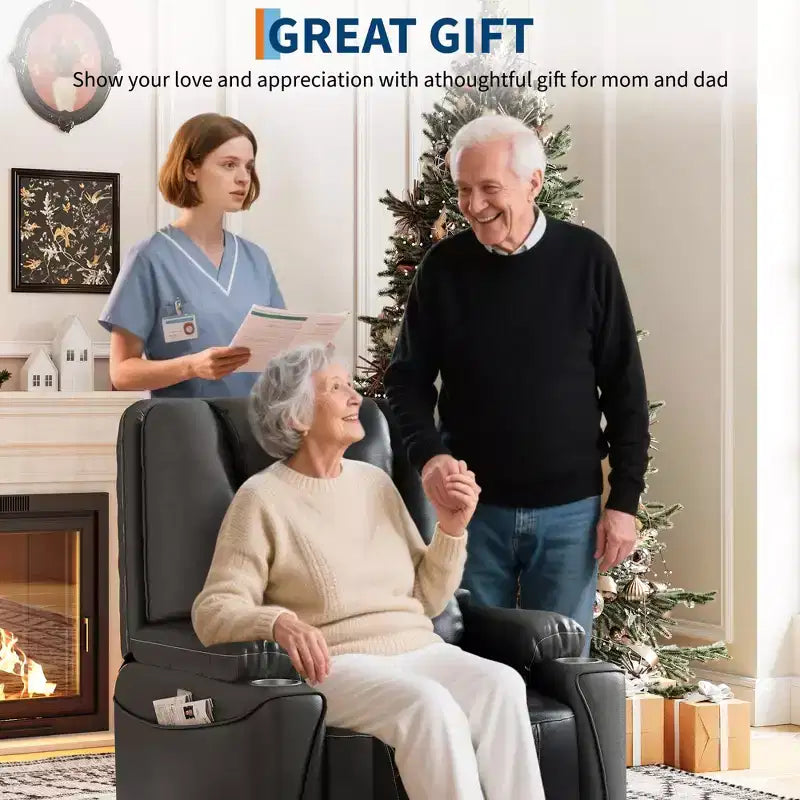Fauteuil inclinable releveur électrique pour personnes âgées - 3 positions, ports USB, porte-gobelets, poches latérales