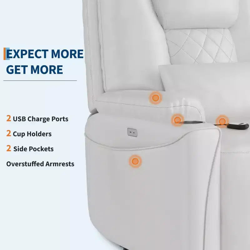 Fauteuil inclinable releveur électrique pour personnes âgées - 3 positions, ports USB, porte-gobelets, poches latérales