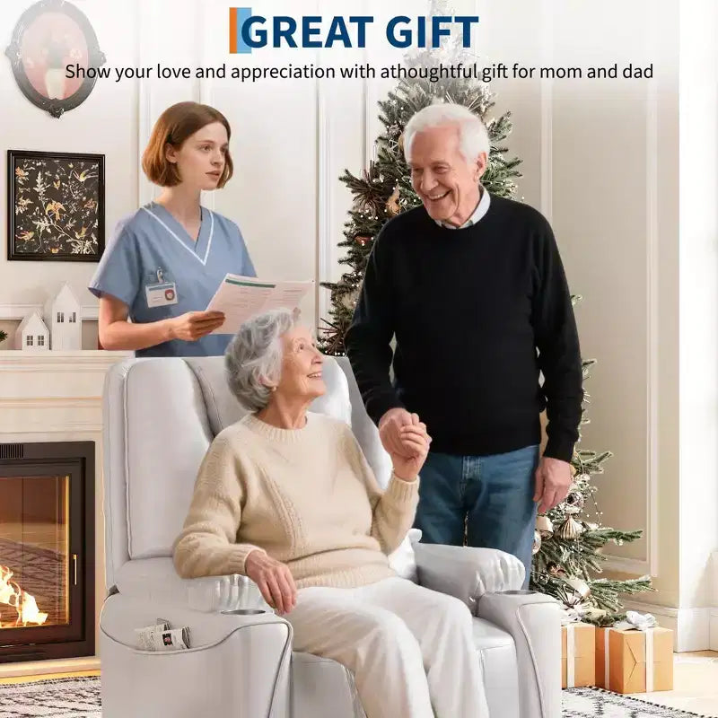 Fauteuil inclinable releveur électrique pour personnes âgées - 3 positions, ports USB, porte-gobelets, poches latérales